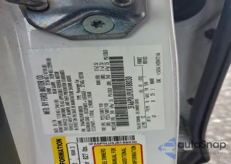 2018 Ford Fusion Se Hybrid из США, поврежденный, VIN 3FA6P0LU9JR188030